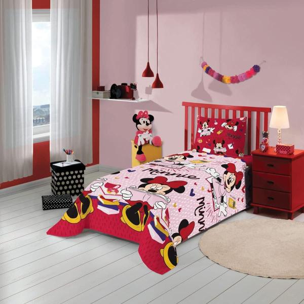 Imagem de Jogo de Cama Solteiro Infantil Minnie 2 Peças Microfibra 140x220cm