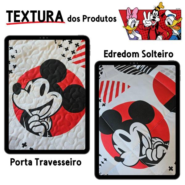 Imagem de Jogo de Cama Solteiro Mickey Edredom + Porta Travesseiro KIT Disney Infantil Criança Menino Menina Fronha 100% Poliéster Personagens