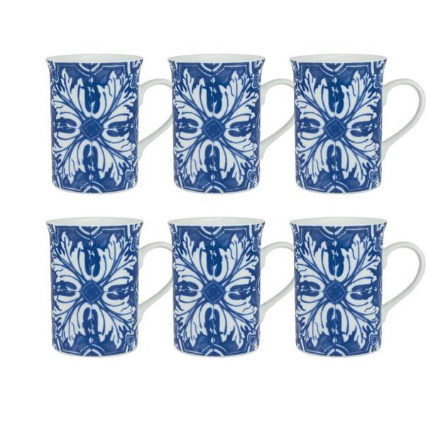 Imagem de Jogo De Caneca 6 Peças 240ml Porcelana  Decoração Azulejos Schmidt