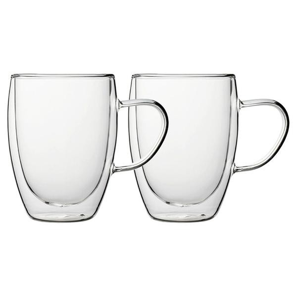 Jogo de Canecas 2 Peças Vidro Parede Dupla 350ml Para Chá Café - Hauskraft Imagem de Jogo de Canecas 2 Peças Vidro Parede Dupla 350ml Para Chá Café