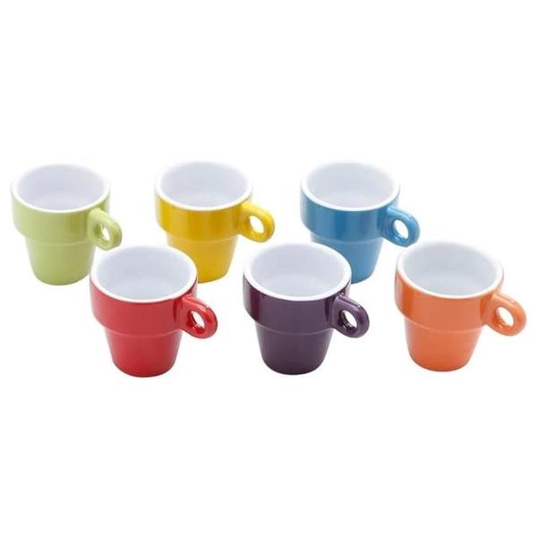 Jogo De Canecas 50Ml Cerâmica 6 Peças Suporte Inox Café Chá - Kadê Imagem de Jogo De Canecas 50Ml Cerâmica 6 Peças Suporte Inox Café Chá