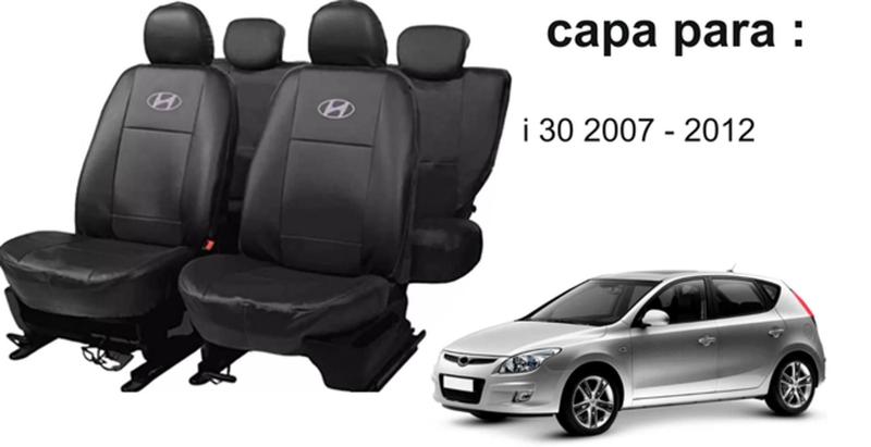 Jogo de Capa de Couro i30 07-12 + Capa de Volante + Tapete Personalizado - iron tech Imagem de Jogo de Capa de Couro i30 07-12 + Capa de Volante + Tapete Personalizado