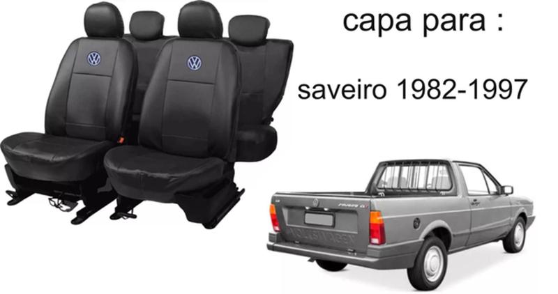 Imagem de Jogo de Capa de Couro Saveiro 82-97 + Tapete + Capa de Volante de Primeira Linha