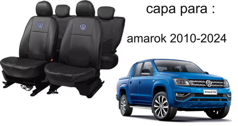 Imagem de Jogo de Capas de Couro de Luxo para Amarok 2017 - Couro Impermeável + Chaveiro + Capa de Volante