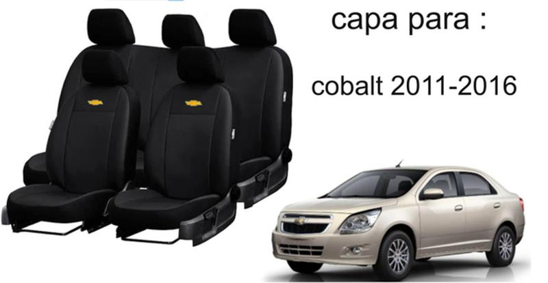 Imagem de Jogo de Capas de Couro de Luxo para Cobalt 2016 - Couro Impermeável + Chaveiro + Capa de Volante