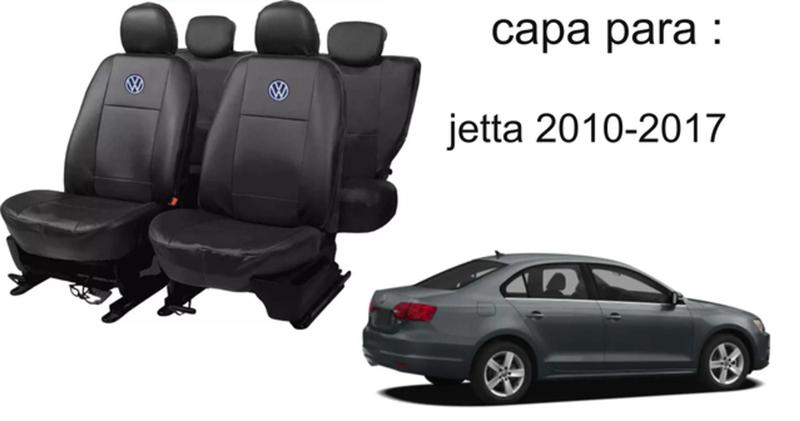 Imagem de Jogo de Capas de Couro para Jetta 2011 - Couro Impermeável + Chaveiro + Capa de Volante