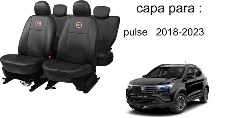 Imagem de Jogo de Capas de Couro para Pulse 2023 - Couro Impermeável + Chaveiro + Capa de Volante