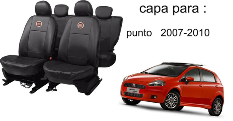 Imagem de Jogo de Capas de Couro para Punto 2008 - Couro Impermeável + Chaveiro + Capa de Volante