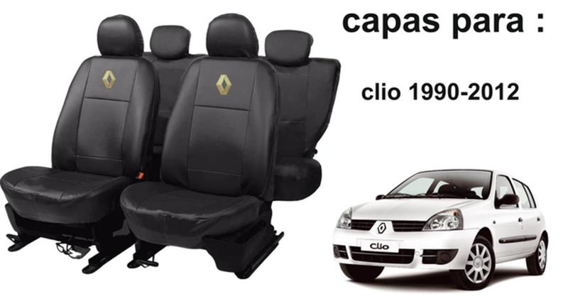 Imagem de Jogo de Capas de Couro para Renault Clio 1990 com Chaveiro Exclusivo!