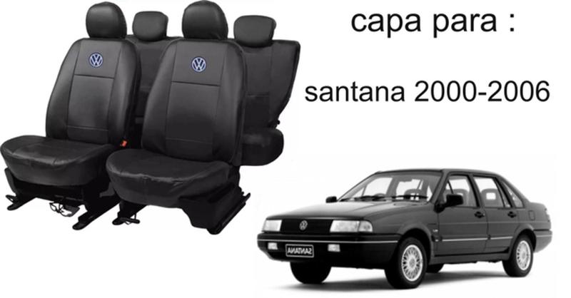 Imagem de Jogo de Capas de Couro para Santana 2003 - Couro Impermeável + Chaveiro + Capa de Volante