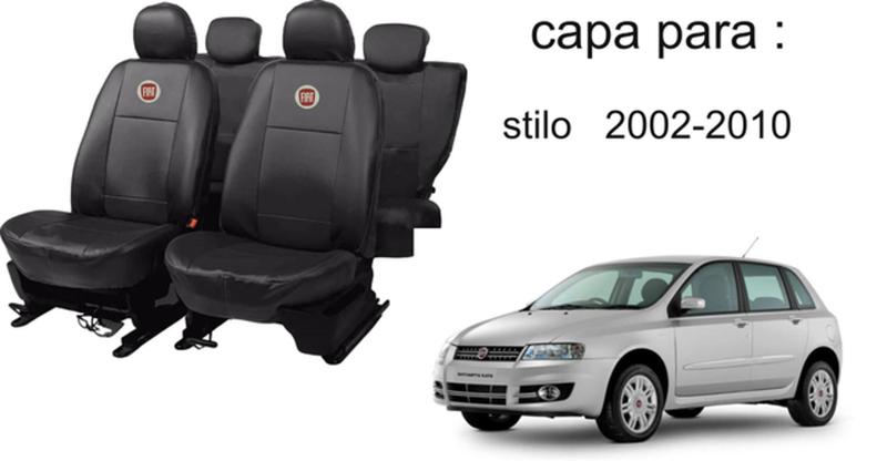 Imagem de Jogo de Capas de Couro para Stilo 2010 - Couro Impermeável + Chaveiro + Capa de Volante