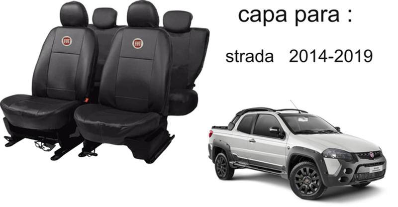 Imagem de Jogo de Capas de Couro para Strada 2015 - Couro Impermeável + Chaveiro + Capa de Volante