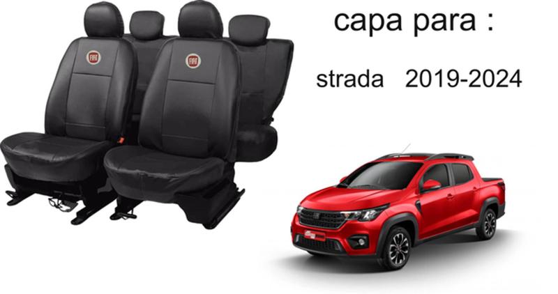 Imagem de Jogo de Capas de Couro para Strada 2024 - Couro Impermeável + Chaveiro + Capa de Volante