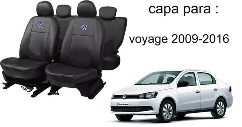 Imagem de Jogo de Capas de Couro para Voyage 2014 - Couro Impermeável + Chaveiro + Capa de Volante