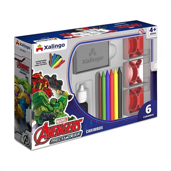 Jogo De Carimbos Avengers Mech Strike Vingadores Infantil com Tinta e Giz de Cera Pintura Educativo Xalingo - 54009 Imagem de Jogo De Carimbos Avengers Mech Strike Vingadores Infantil com Tinta e Giz de Cera Pintura Educativo Xalingo - 54009