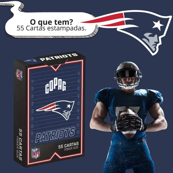 Imagem de Jogo de Cartas Baralho NFL New England Patriots 55 Cartas Copag - 34587