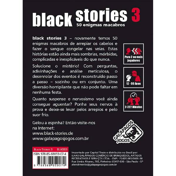 Imagem de Jogo de Cartas Black Stories 3 Histórias Sinistras 3 Jogos Galápagos