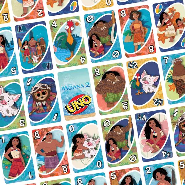 Imagem de Jogo de cartas Mattel Games UNO Disney Moana 2 para crianças de 7 anos ou mais