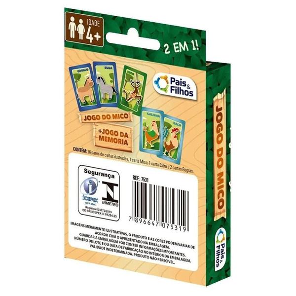 Jogo De Cartas Mico 2 Em 1 Memória Pais Filhos Original - PAIS E FILHOS - Pais & Filhos Imagem de Jogo De Cartas Mico 2 Em 1 Memória Pais Filhos Original - PAIS E FILHOS