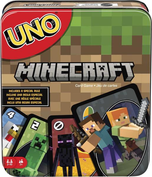 Imagem de JOGO DE CARTAS UNO Minecraft em Storage Tin, Video Game-Temático Deck & Regra Especial, Gift for Kid, Adult & Family Game Nights, Ages 7 Years Old & Up