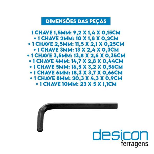 Imagem de Jogo de Chave Allen 1,5 a 10 mm 10 Peças Western