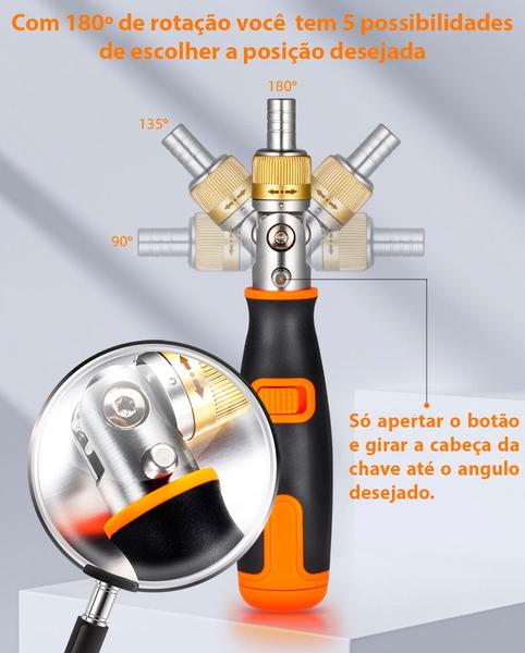 Imagem de Jogo de Chave Catracada Reversível Fenda Cruzada e Fenda Reta e Phillips Ponteiras Imã Aço Multi Bits Com 10 Pontas