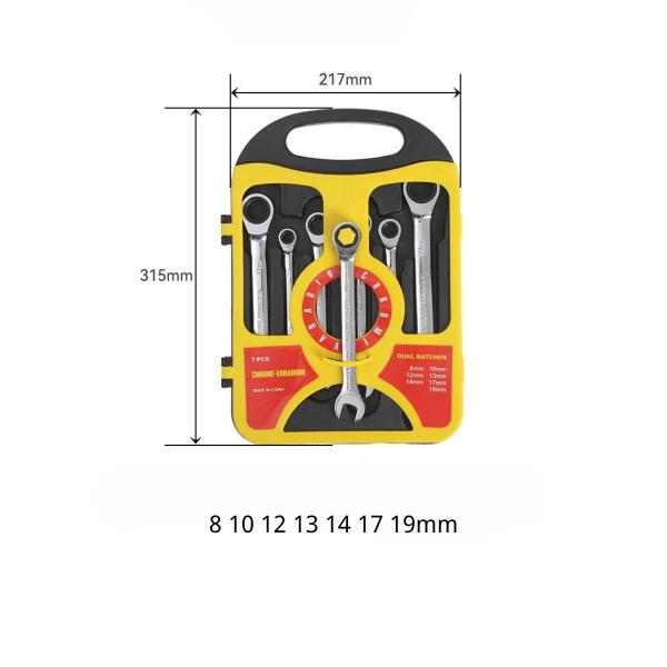 Imagem de Jogo De Chave Combinada Catraca 8-19MM Boca Estrela 7 Peças