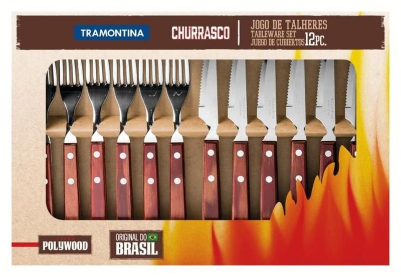 Imagem de Jogo de Churrasco Tramontina Polywood Vermelho 12 Peças