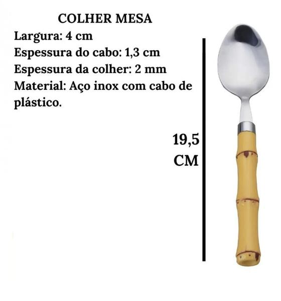 Imagem de Jogo De Colher de Sobremesa Inox Modelo Bambu 6 peças - Mimo