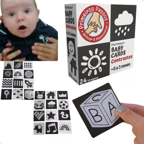 Imagem de Jogo de Contraste  Bebês De 0 a 3 Mêses Cartas Estimulo Auto Contraste Montessori Interativo Baby Cards Primeiro Passo