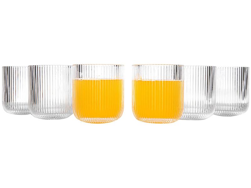 Jogo de Copos de Vidro 300ml 6 Peças Haus Concept Canelado Jogo de Copos de Vidro 300ml 6 Peças Haus Concept Canelado