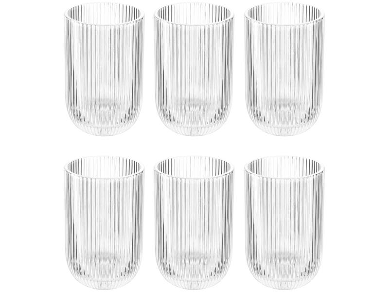 Jogo de Copos de Vidro 430ml 6 Peças Haus Concept Canelado Jogo de Copos de Vidro 430ml 6 Peças Haus Concept Canelado
