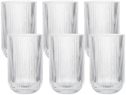 Jogo de Copos de Vidro 430ml 6 Peças Haus Concept Canelado Jogo de Copos de Vidro 430ml 6 Peças Haus Concept Canelado
