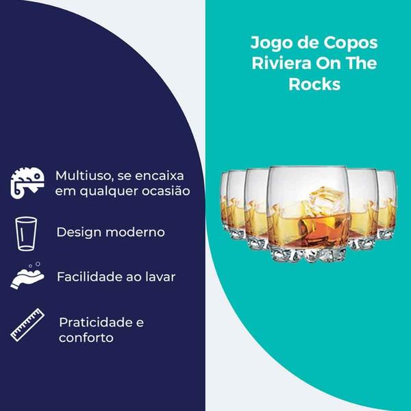 Imagem de Jogo de Copos de Vidro Riviera On The Rocks Para Whisky 310ml 6pcs - Ruvolo