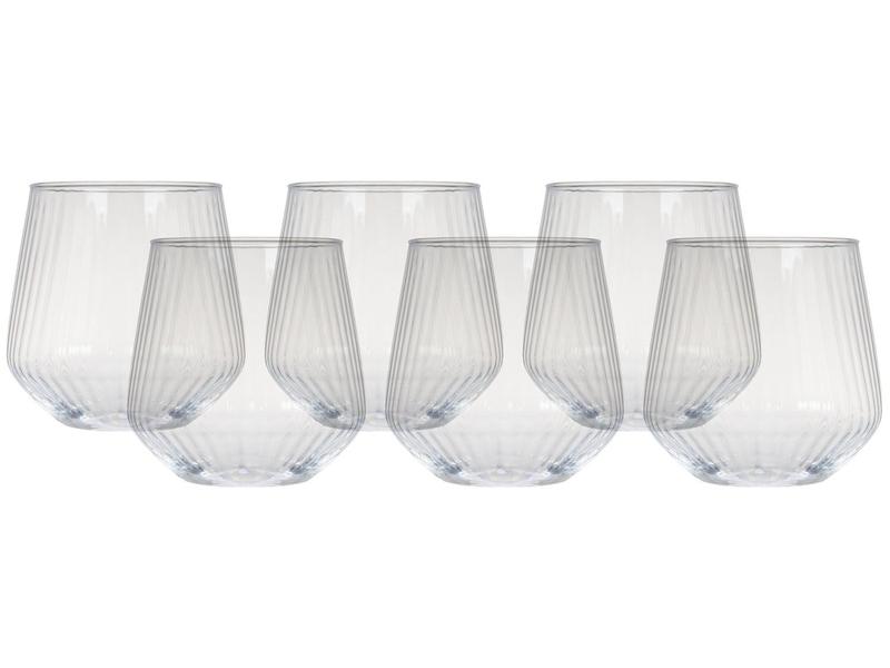 Jogo de Copos de Vidro Transparente 380ml 6 Peças Haus Concept Canelado