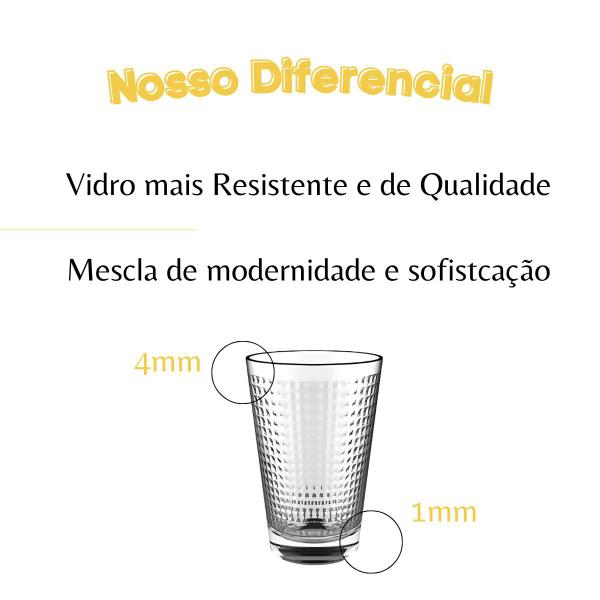 Imagem de Jogo De Copos Em Vidro Kit 6 Peças Cozinha Água Suco Drink