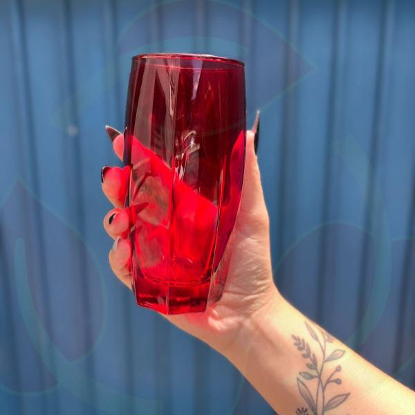 Imagem de Jogo de Copos Vidro Florida 370ml Vermelho Suco Agua - 2Un