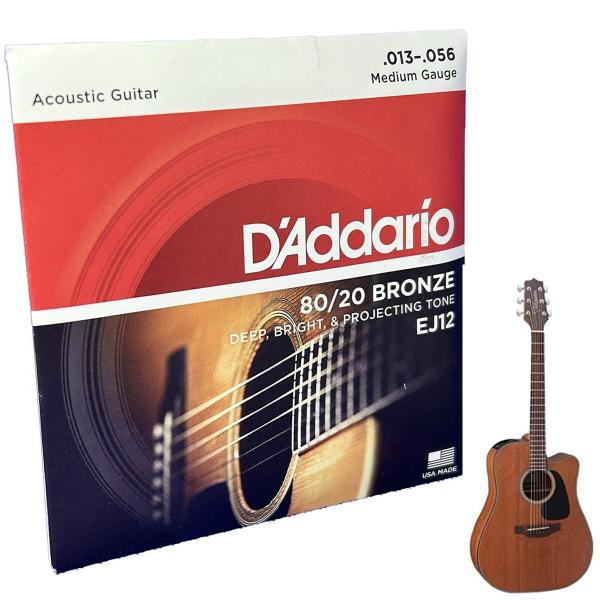 Imagem de Jogo de Cordas Aço 013 Violão D'Addario EJ12 Bronze 80/20