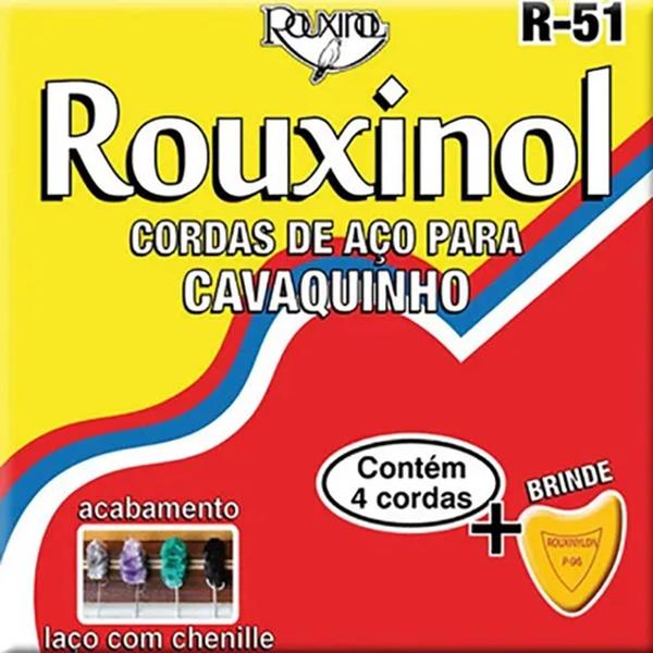 Imagem de Jogo de cordas  Cavaquinho Cavaco Aço Rouxinol R51 Tradicional + Palheta(extra)