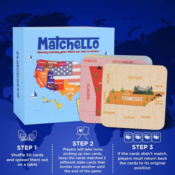 Imagem de Jogo de correspondência de memória Matchello Learn Geography 50 estados