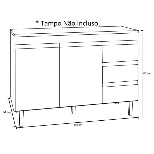 Imagem de Jogo De Cozinha Compacta  Com Um Balcão Para Pia Sem Tampo - Branco Branco Móveis Leartam