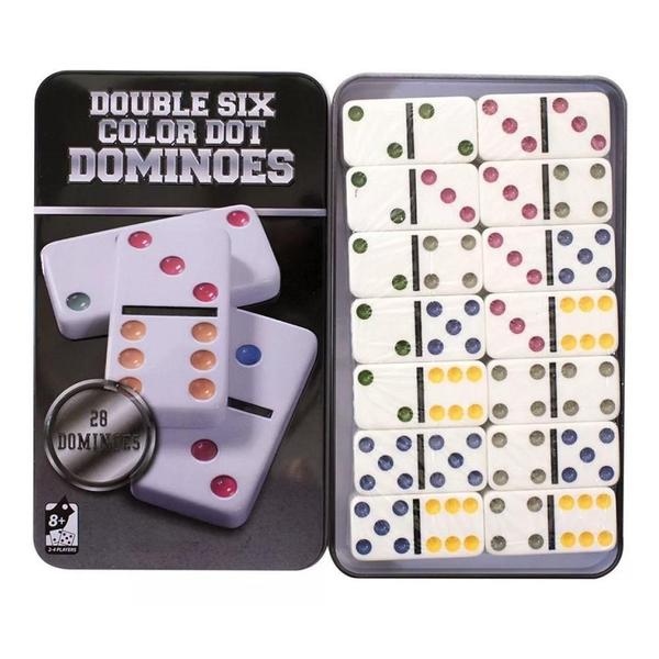 Jogo De Domino 28 Peças Reforçadas Lata Decorativa - Unihome Imagem de Jogo De Domino 28 Peças Reforçadas Lata Decorativa