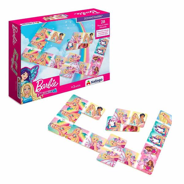 Imagem de Jogo de Dominó Infantil - Madeira - Barbie Dreamtopia - 28 peças - Xalingo