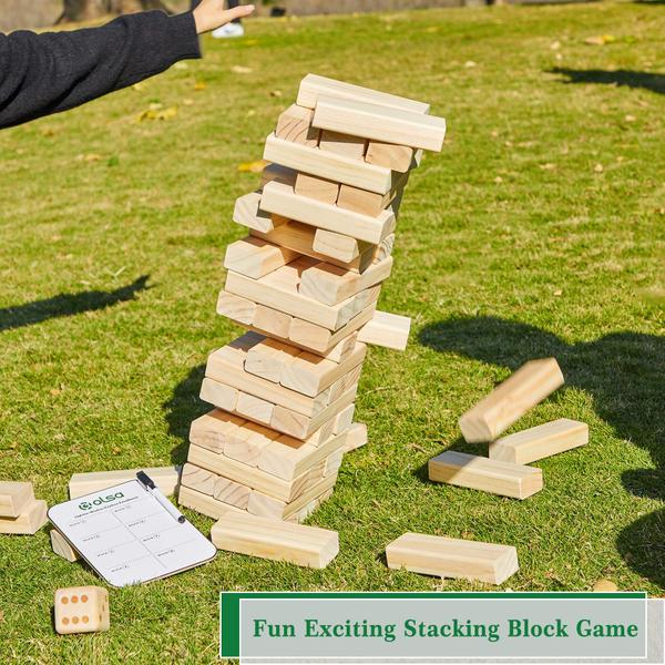 Imagem de Jogo de empilhamento de blocos de madeira Giant Tumble Tower Olsa 60 PCS