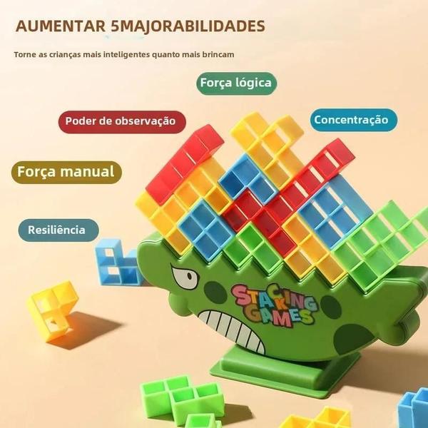 Imagem de Jogo de Equilíbrio Educacional Montessori - Torre Tetra de Blocos para Crianças