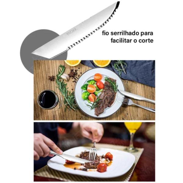 Imagem de Jogo De Faca Mesa Churrasco Inox Aço 6Pçs Restaurante Bar