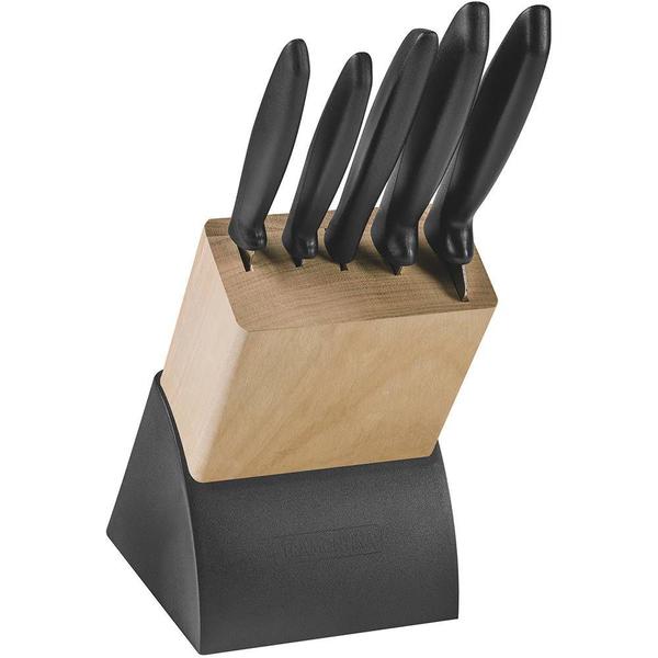 Jogo de Facas 6 Peças com Cepo Tramontina Inox Plenus Preto Imagem de Jogo de Facas 6 Peças com Cepo Tramontina Inox Plenus Preto