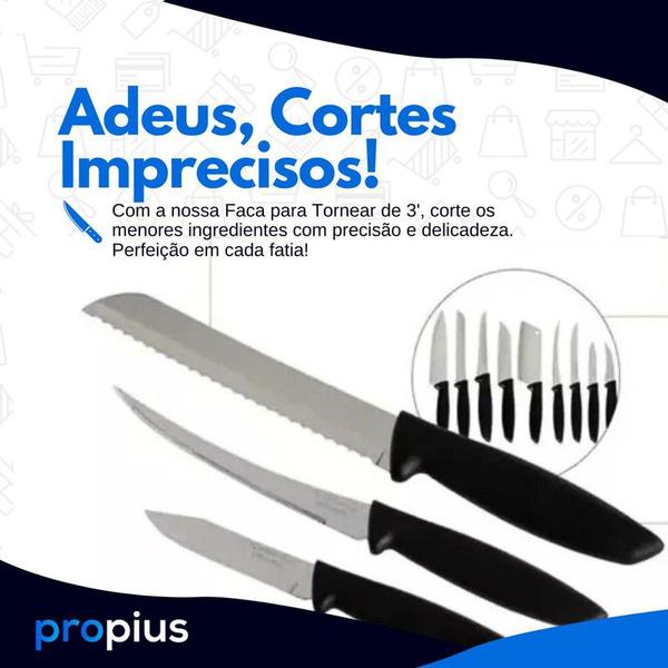 Imagem de Jogo De Facas 9 Peças Faqueiro Plenus Aço Inox Cozinha Chef Churrasco Cortar Santoku Masterchef Sobremesa Utensílios