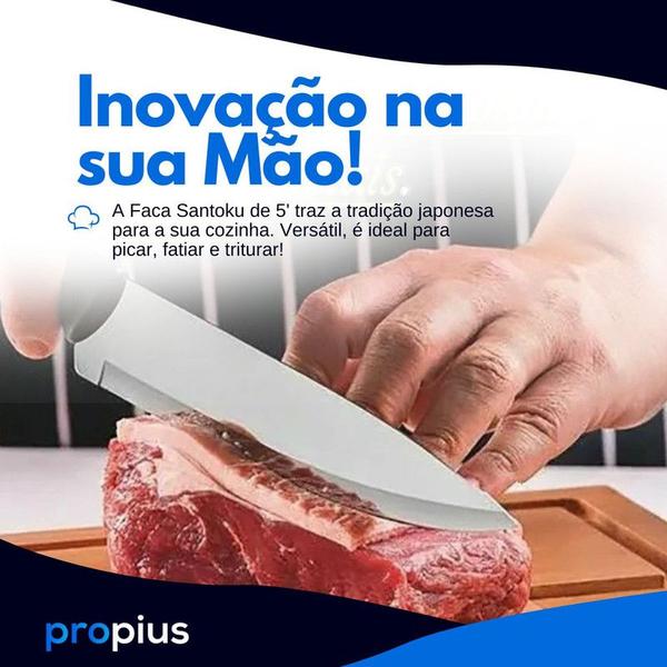 Imagem de Jogo De Facas 9 Peças Plenus Aço Inox Cozinha Chef Profissional Churrasco Carne Premium Santoku Kitchen Masterchef