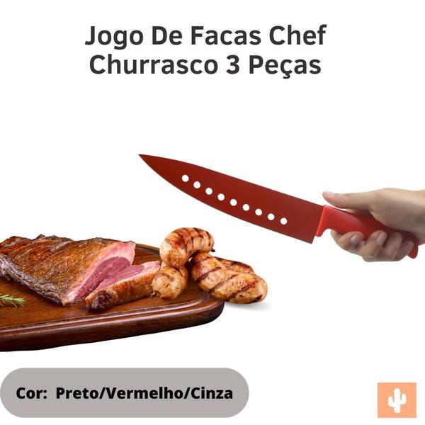 Imagem de Jogo de Facas Chef Churrasco 3 Peças Sortido